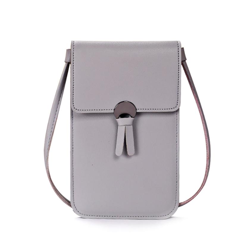 Women Transparent Touch Screen Mini Phone Pouch Shoulder Strap Mobile Bag With Snap Closure