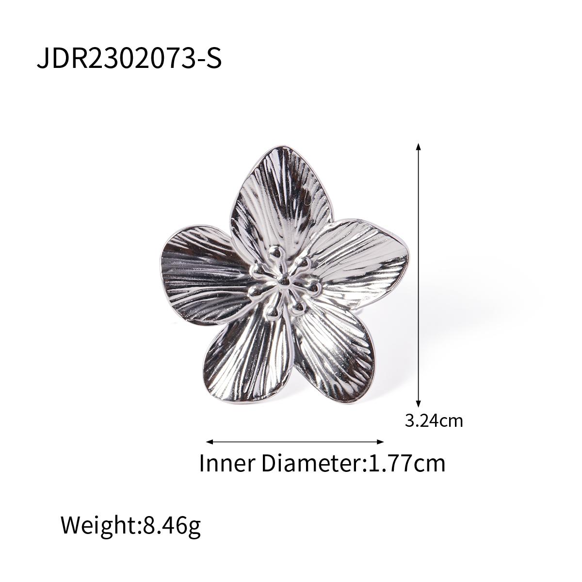 Youthway Romantische Offene Blumenringe Für Damen Minimalistisch Vergoldeter Edelstahlringe Einfacher Modeschmuck Geschenk für Mädchen gray