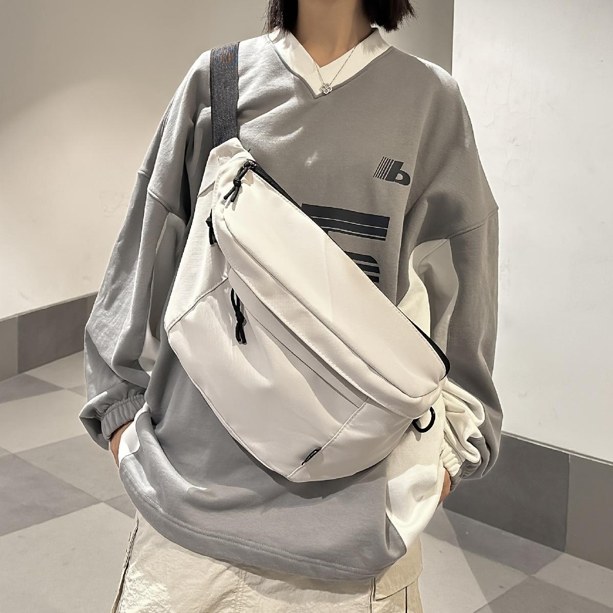 

Large Capacity Casual Bag for Women Stylish Solid Color Waist Bag with Zipper Closure, Perfect for Daily Commute, Travel білий