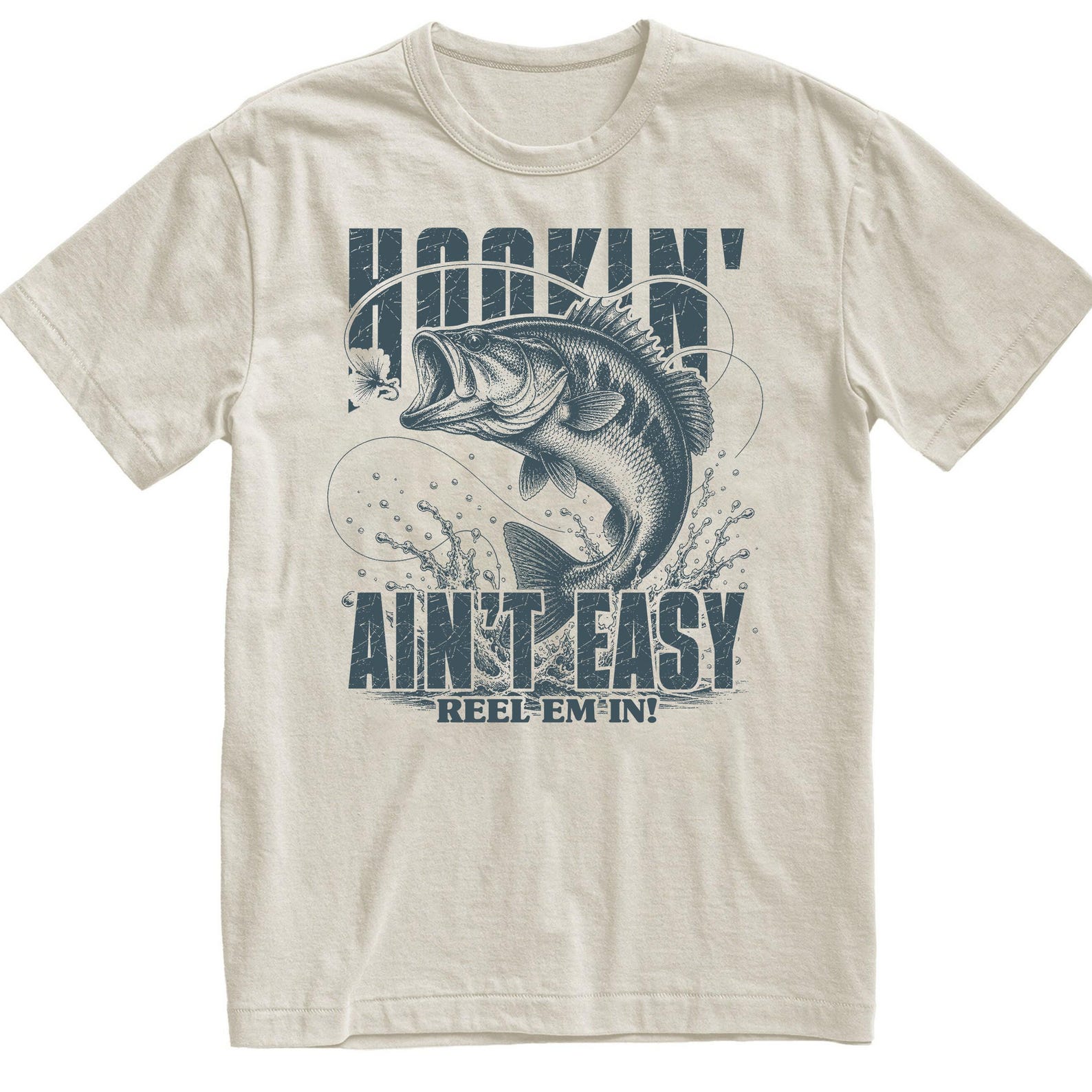 Hookin Ain t Easy Fishing Shirt, Vintage Angler Graphic Tee, Funny Fisherman Gift, Retro Bass Fishing Lover Shirt 3XL
