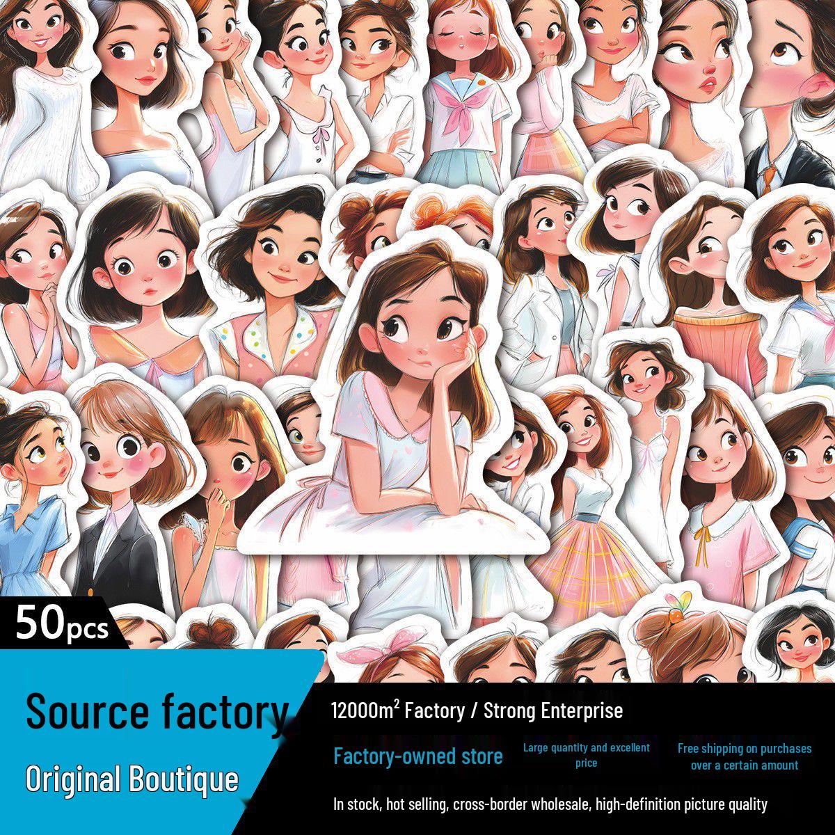 50 Sheets Black Girl Graffiti Stickers DIY Journal Stationery Set