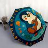 Penguin Playing Guitar Sticker - Cute Animal MusicDecal for Kids Room DecorUmbrella, Portable 3-Fold Compact Umbrella for Men & Women Gift