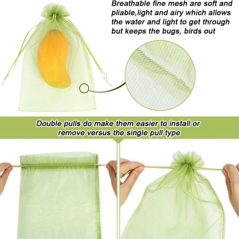 50 Unidades Bolsas de Malla para Protección de Frutas Uvas Fresa Planta Bolsa para Invernadero de Hortalizas Control de Plagas Bolsas de Malla Anti-Pájaros Herramienta de Jardín