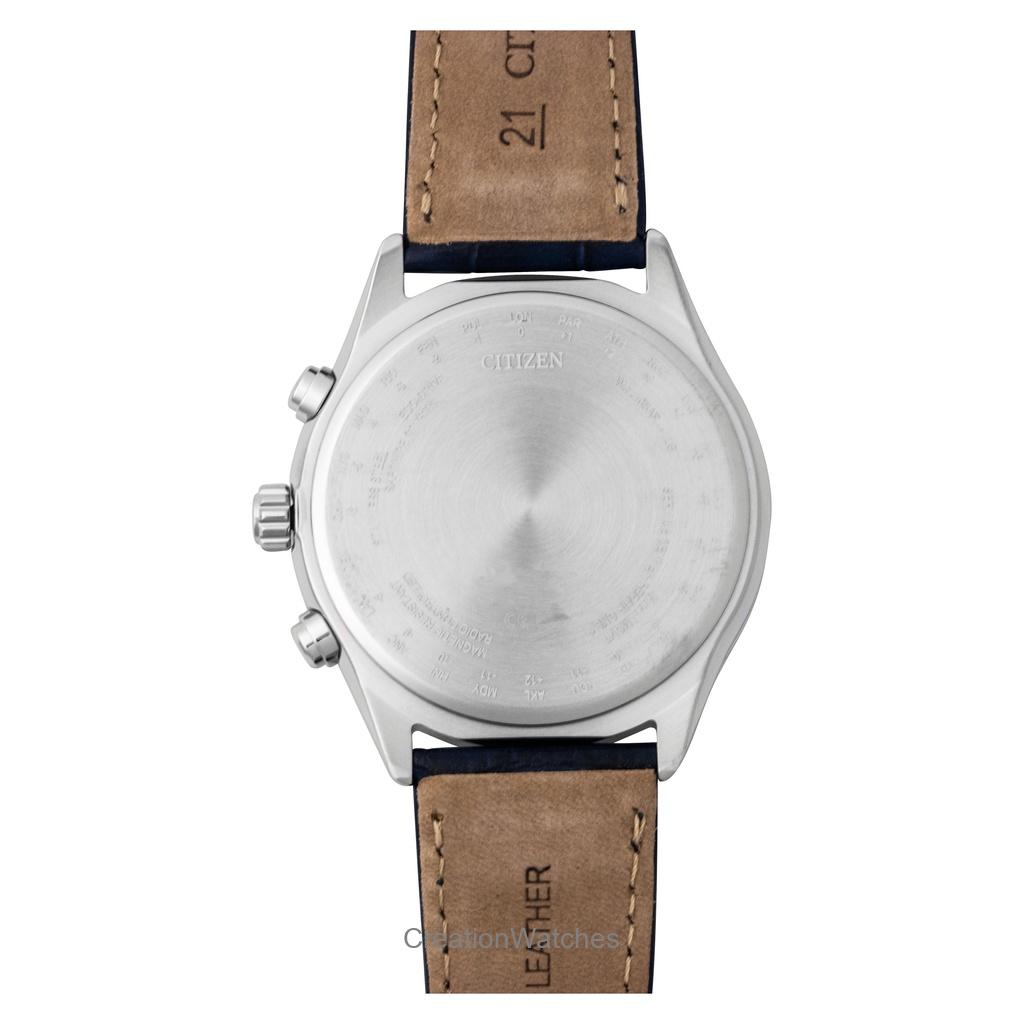 Citizen Eco-Drive Funkgesteuert Lederarmband Weißes Zifferblatt BY1030-09A 100M Herrenuhr