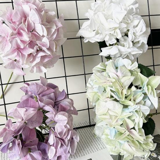 Real Touch Artificial Hydrangea Flower 14 Inch Large Full Faux Silk Hydrangea Flower with Stem for Floral Arrangement Home Table