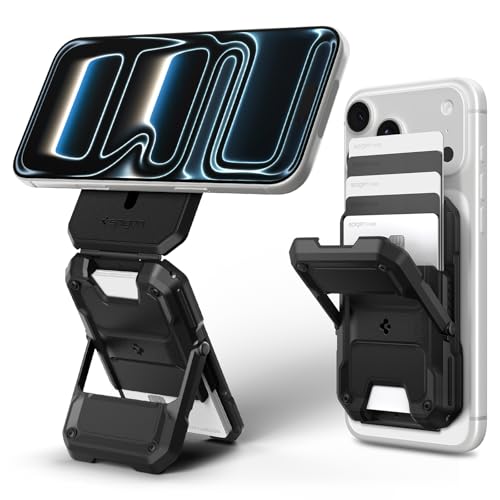 

Spigen MagSafe Compatible Card Case [RFID Blocking, Holds 5 Cards] with Kickstand, Magnetic Card Holder for iPhone 17/16/15/14/13/12 Series, Tough Arm