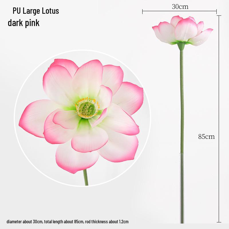 Realistic Lotus & Leaf with Stem Props - Artificial Water Lily Arrangement for Living Room Decoration