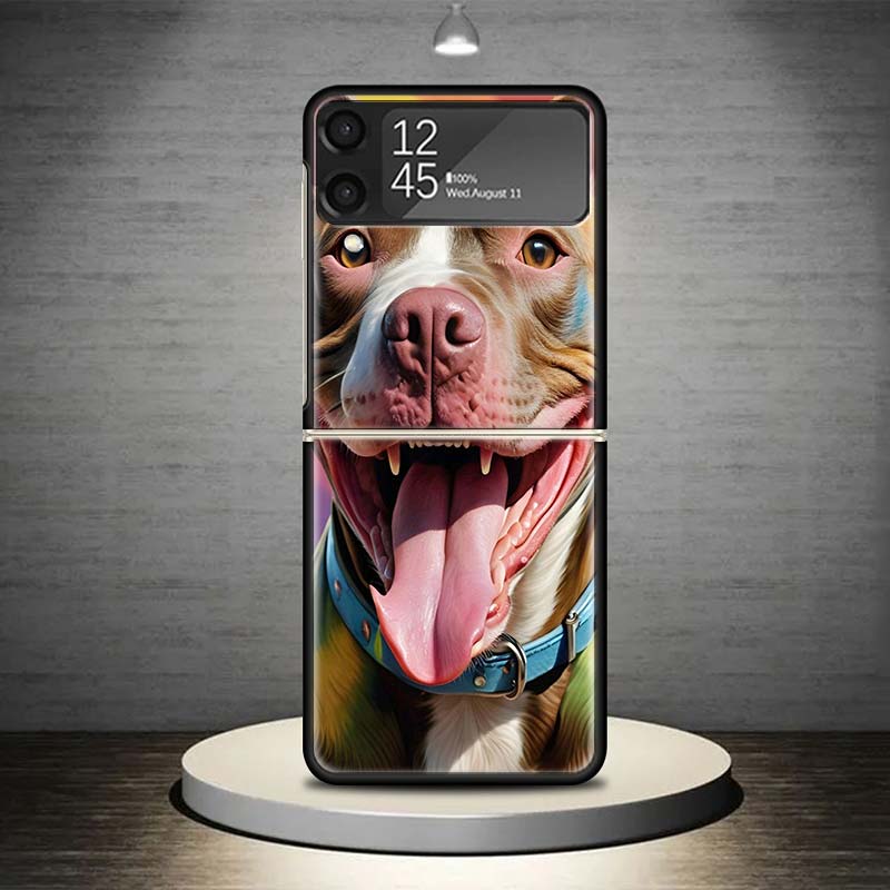 Pit Bull Pet Dog Pitbull Phone Case For Samsung Galaxy Z Flip 7 6 5 4 3 5G Shockproof Cover Z Flip7 Flip6 ZFlip5 Flip3 Flip4 Lux