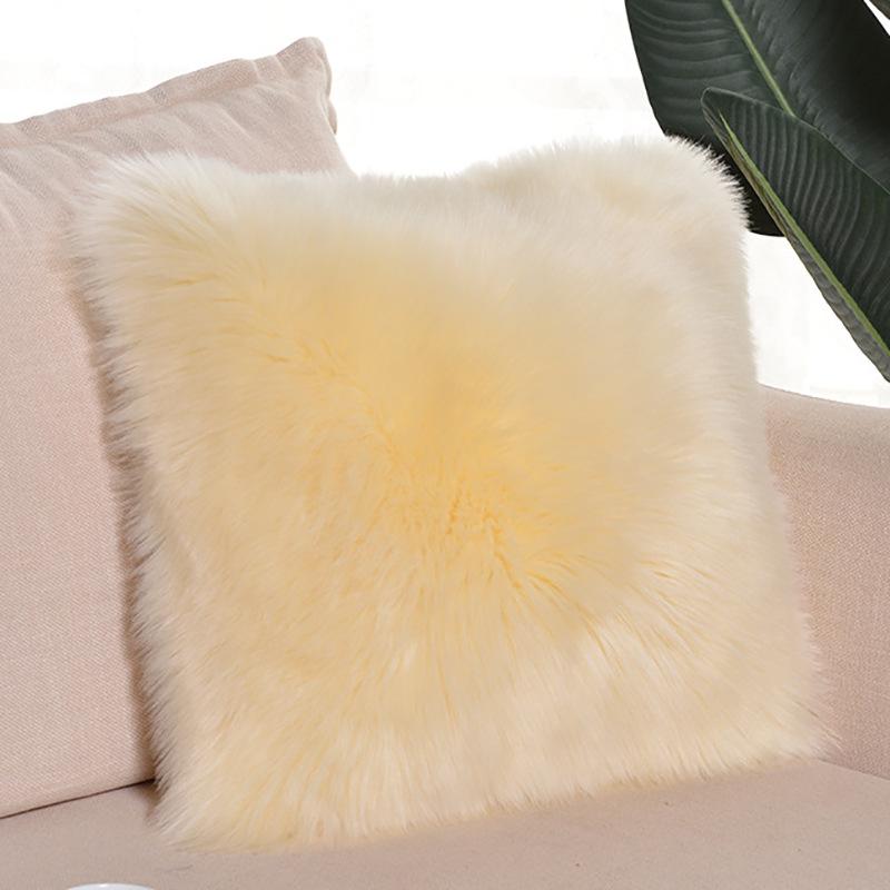 Imitation Wool Acrylic Office Home Solid Color Plush Pillow Pillow Lumbar Pillow Cushion