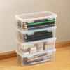 1/2/4PCS Plastic Clear Storage Box, Desktop Pen Pencil Marker Box, Flip Organizer with Hinged Lid, Back To School Supplies, Office Storage Box