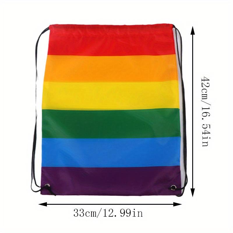 1pc Rainbow Color Bundle Pocket, Portable Travel Clothes Shoes Storage Bag Backpack, Colorful Dustproof Polyester Storage Bag with Drawstring