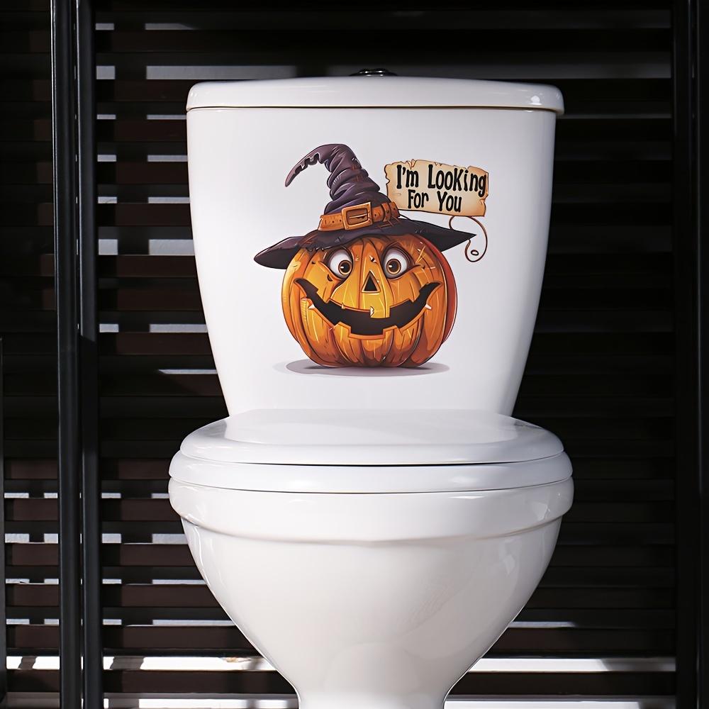 1PC Halloween Pumpkin Witch Hat Toilet Cover Stickers Horror Self-Adhesive Home Decoration PVC Stickers Restroom Decor