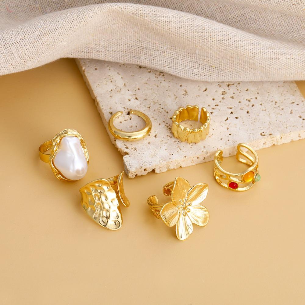 6 szt./zestaw Stop Galwanizowany Przesadzone Pierścionki Nieregularny Design Pierścionek Barokowy Luksusowe Akcesoria