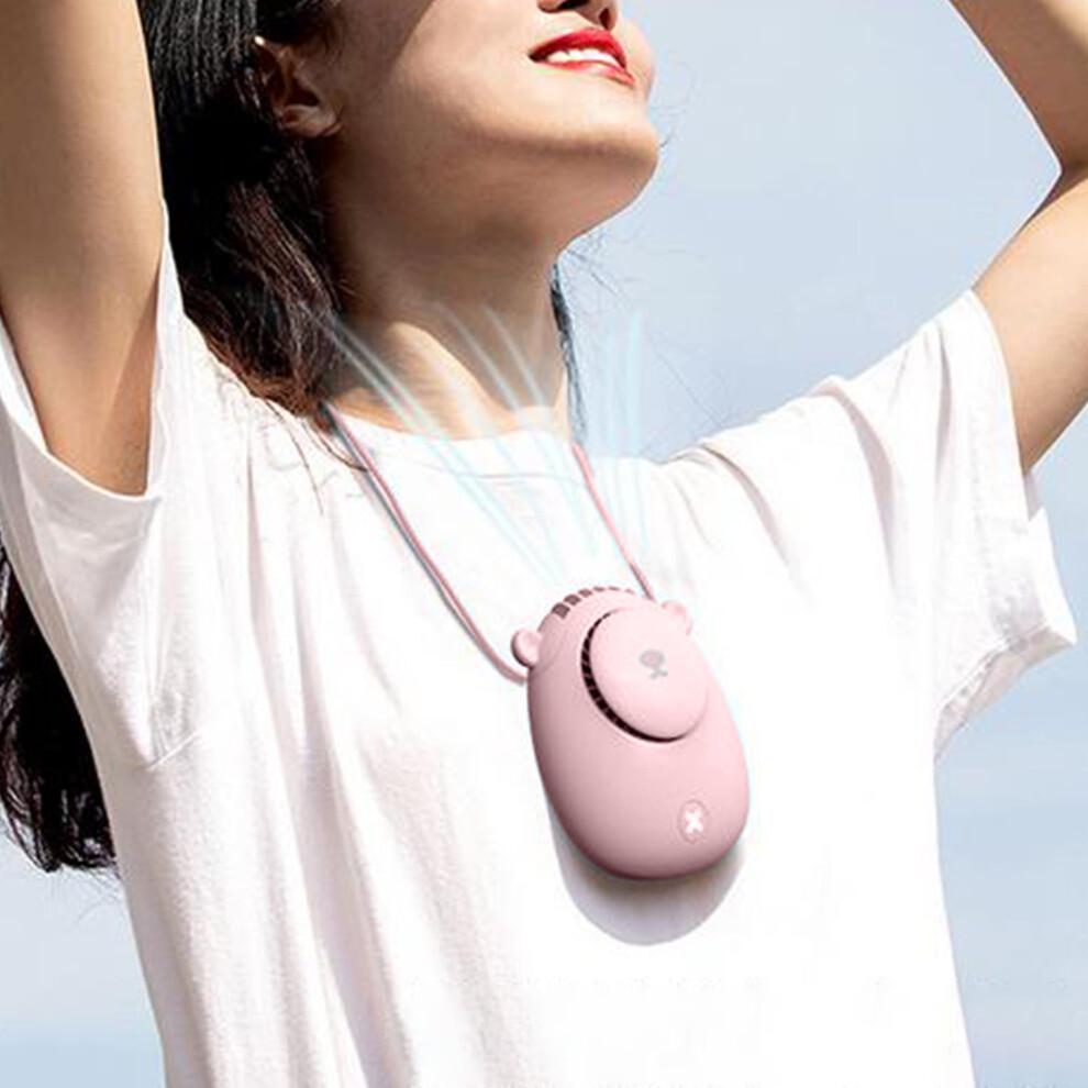 YANHAIGONG Neck Fan, Portable Hands-Free Bladeless Fan, 1200mAh Battery, Silent Personal Fan for Kids, Cute Pet Gift