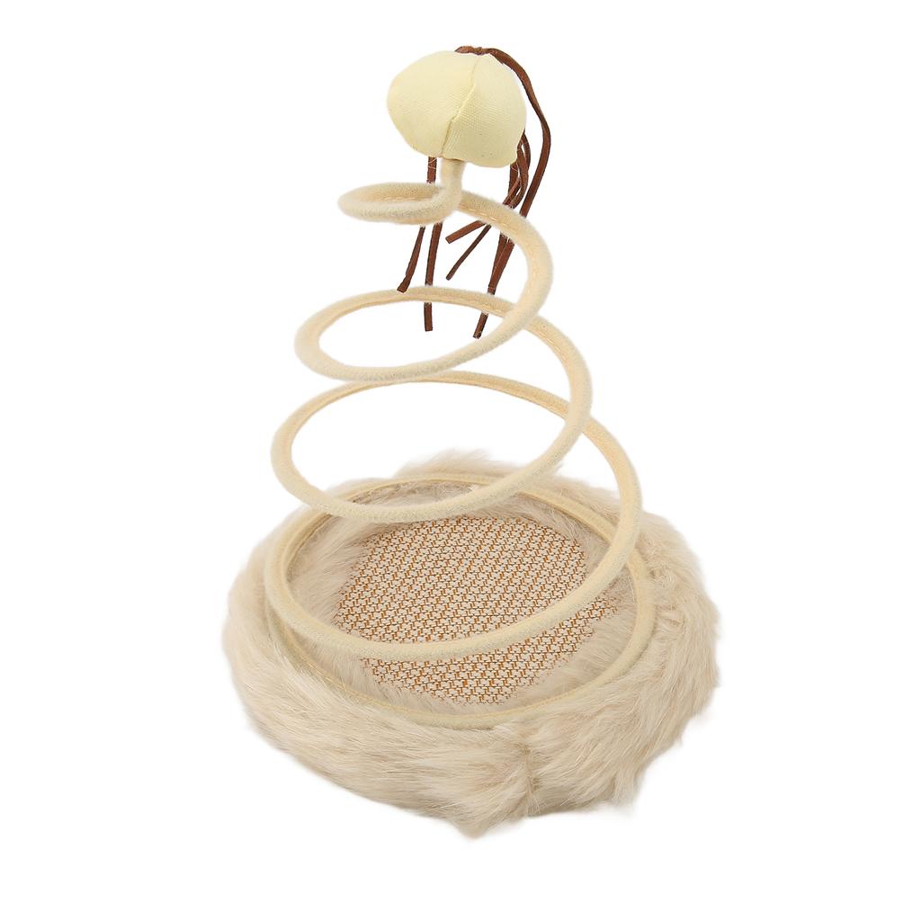 Spring Plate Cat Toy Foldable High Elasticity Stable Standing Interactive Cat Toy with Scratcher