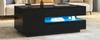 Mesa de centro elevable de 95*50*40 cm con 1 cajón, 1 armario, LED, Alto brillo, Almacenamiento oculto, Almacenamiento semiabierto, Negro