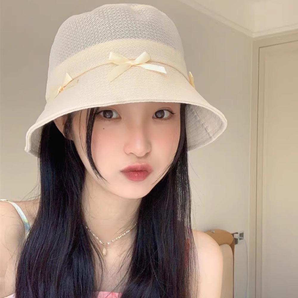 UV Protection Sun Hat Wide Brim Bow Bucket Cap Fashion Hiking Fisherman Hat Camping