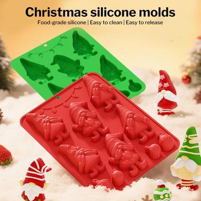 Moules de Cuisson en Silicone de Noël Arbre de Noël Pain d'épices Forme Père Noël Moule à Gâteau Chocolat Mousse Antiadhésif Outils de Fête DIY