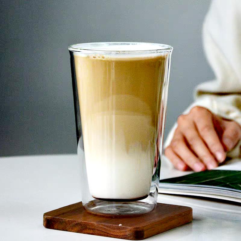 Double Wall Glass Coffee Mug Clear Insulated Tumbler Cup for Hot Cold Drinks Espresso Latte Iced Coffee Tea Cocktail Milk Water