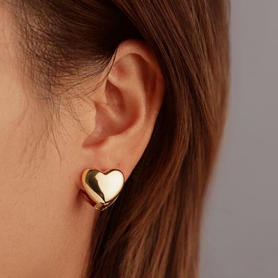 New Pentagram Love Smooth Ear Buckle Fashion Titanium Steel Casting Real Gold Geometric Earrings Earrings