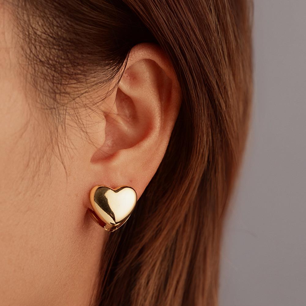 New Pentagram Love Smooth Ear Buckle Fashion Titanium Steel Casting Real Gold Geometric Earrings Earrings
