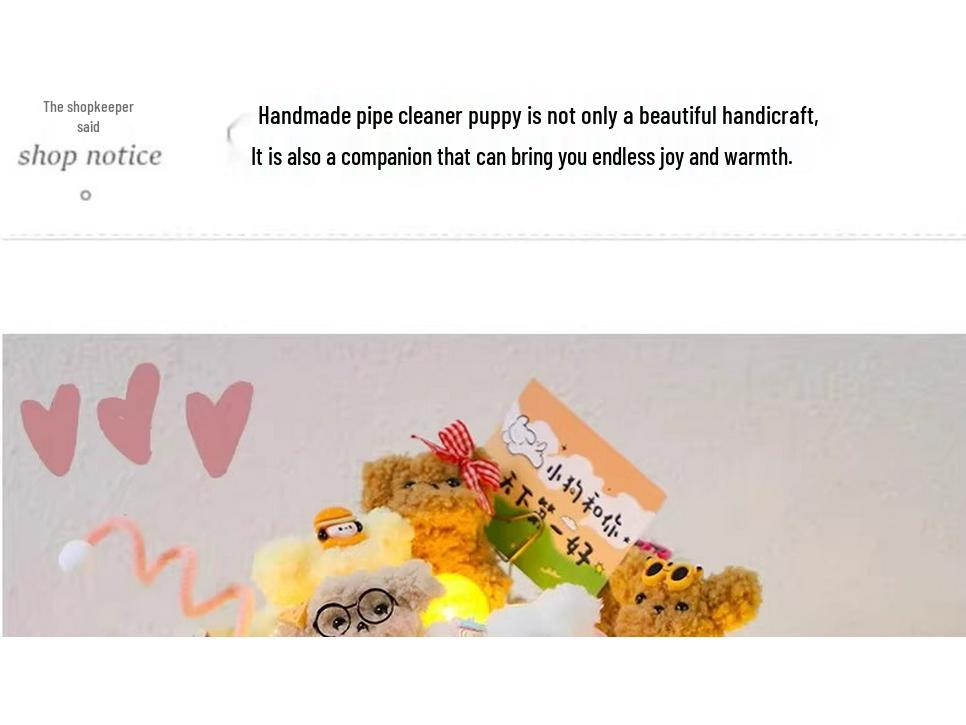 Chenille Puppy Doll Bouquet: Cute Handmade Gift for Best Friends, Girls' Birthdays.