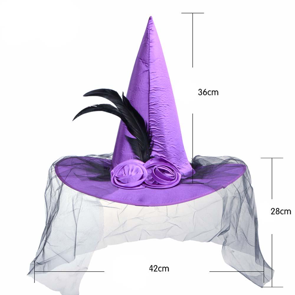 Design Sharp Corner Children Women Rose Flower Ruched Witch Hat Pumpkin Cap Wizard Hat Cloth