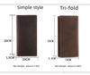 Men's Vintage Crazy Horse Leather Trifold Wallet - Genuine Leather, Multifunctional Business Clutch