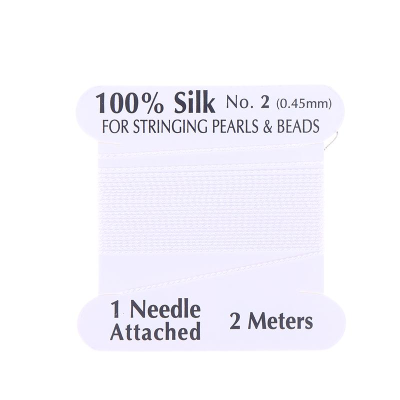 

2# 0.45мм 10шт/пакет Ручной работы 100% Натуральный шелковый шнур Веревка с бисерной шелковой нитью Игольный конец Шелк для изготовления DIY ювелирных изделий белый