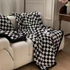 Checkered & Houndstooth Coral Fleece Blanket Soft Warm All-Season Throw for Sofa Office Nap