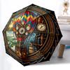 Steampunk Heißluftballon Reise Muster Regenschirm, tragbares und faltbares Design, 8 Speichen, ein lässiges Accessoire für Geburtstagsgeschenke von Freunden.