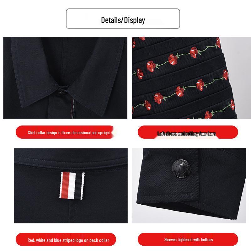 TB BROWIN 2025 Men's Embroidered Shirt Collar Jacket - Autumn/Winter Casual Wear