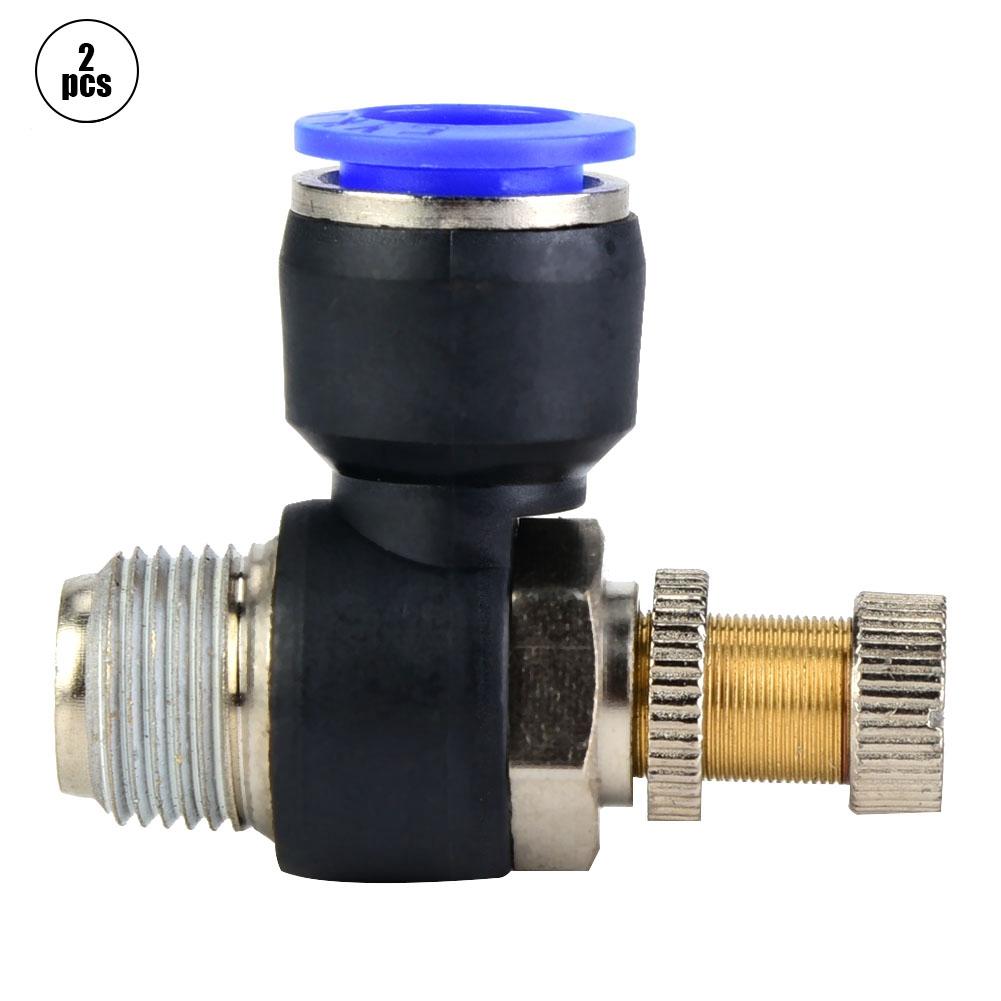 2pcs Tube Air Flow Speed Controller Pipe Pneumatic Fitting Regulator Valve(SL12 03)