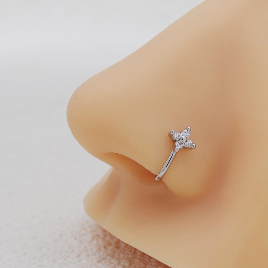 1Pcs Female Personalized Non-pierced U-shaped Nose Clip with Simple and Elegant Crystal Round Nose Stud