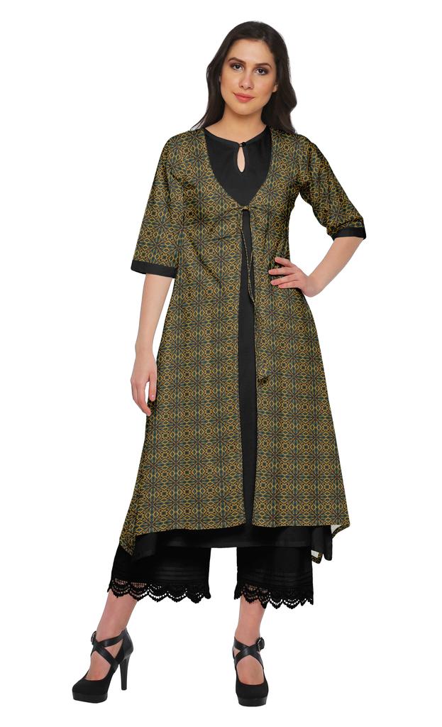 Moomaya Indian Palazzo Kurta Jacket Set For Women Partywear Chanderi Ethnic