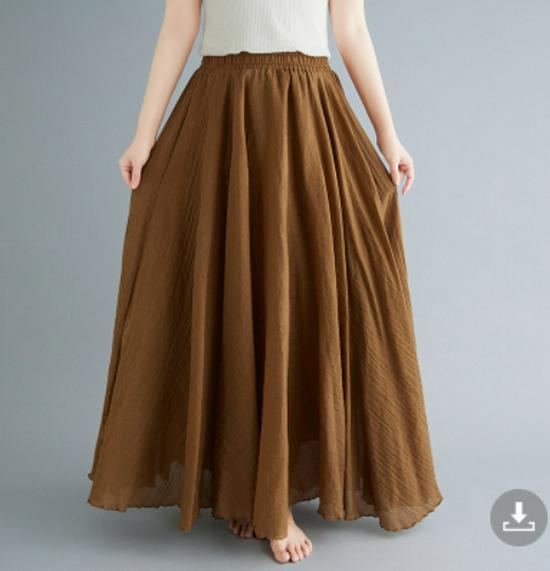 38-Color Plus Size Japanese Cotton Linen A-Line Midi Skirt with Elastic Waist