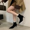 Französische Retro-Spitzabsatz elastische dünne Stiefel Damen 2025 Herbst und Winter neue Nischenmode vielseitige Schaft-Kurzstiefel