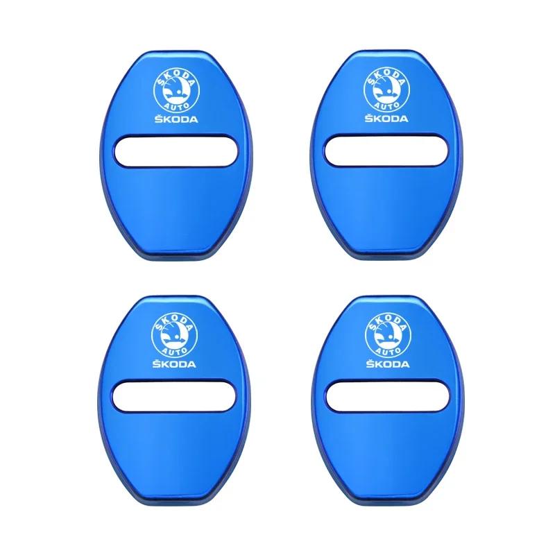 

Car Sticker 2025 New 4Pcs Door Lock Decoration Protect Cover Emblem Case For Skoda Octavia Kodiaq Fabia Superb Rapid Karoq A7 Ac синий