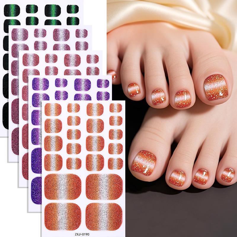 Pink Line Cat Eye Toenail Stickers, Summer Hot Item, Waterproof Nail Stickers for Girls, Whitening Effect