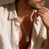 Vnox Men's Geometric Square Pendant Necklace, Tiger Eye Stone Pendant Stainless Steel Box Chain, Jewelry Gifts for Father Friend