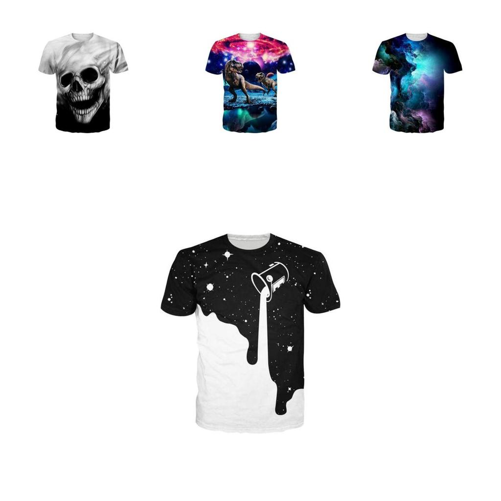 Space Galaxy Skull 3d Print Womens Mens Casual Tshirt Short Sleeve Graphic Tee With Vibrant Design