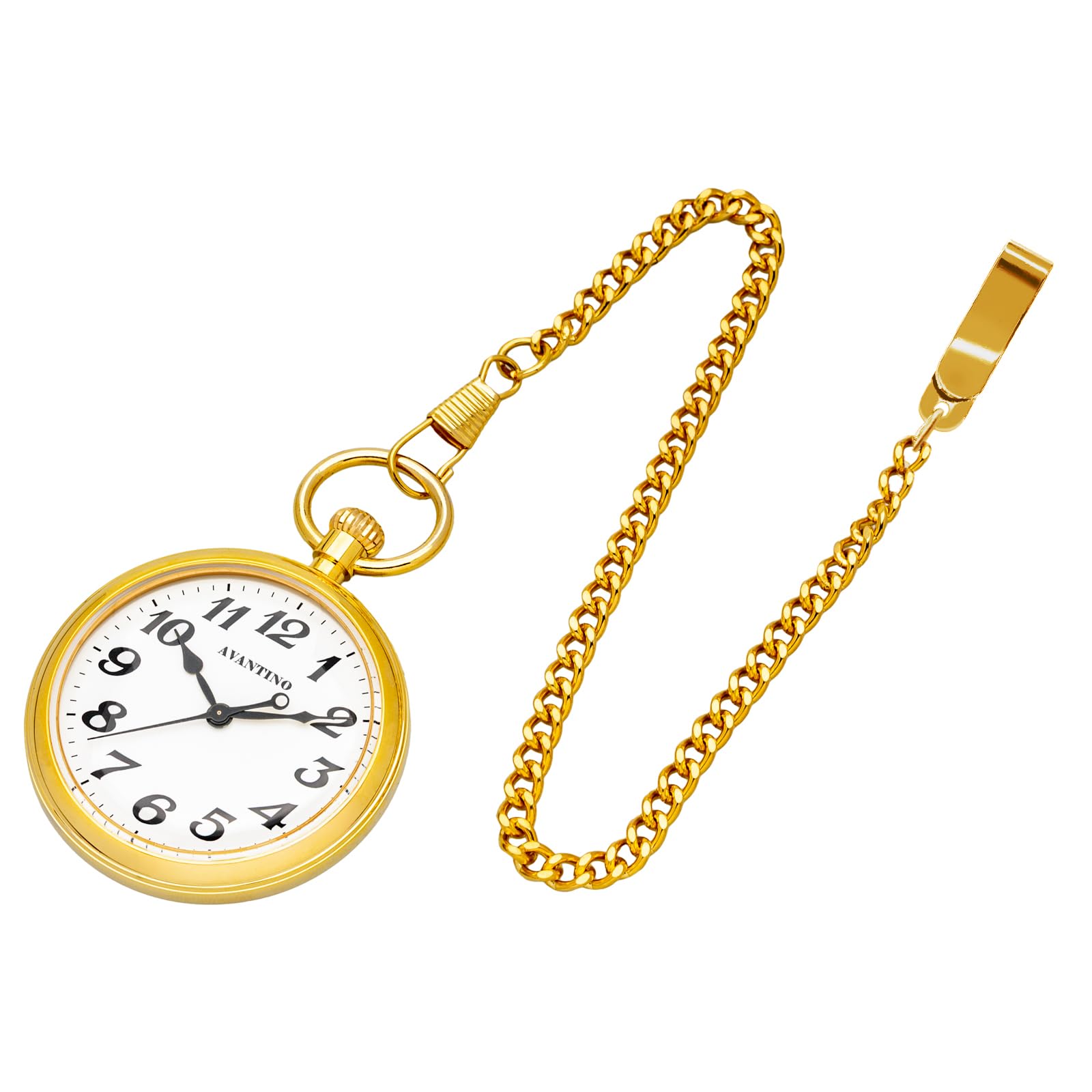 

Карманные часы Klefer для мужчин, японский механизм, 50 мм, простой дизайн, на батарейке, нержавеющая сталь, аналоговые, белый циферблат, золото, AV-AM401-WTG