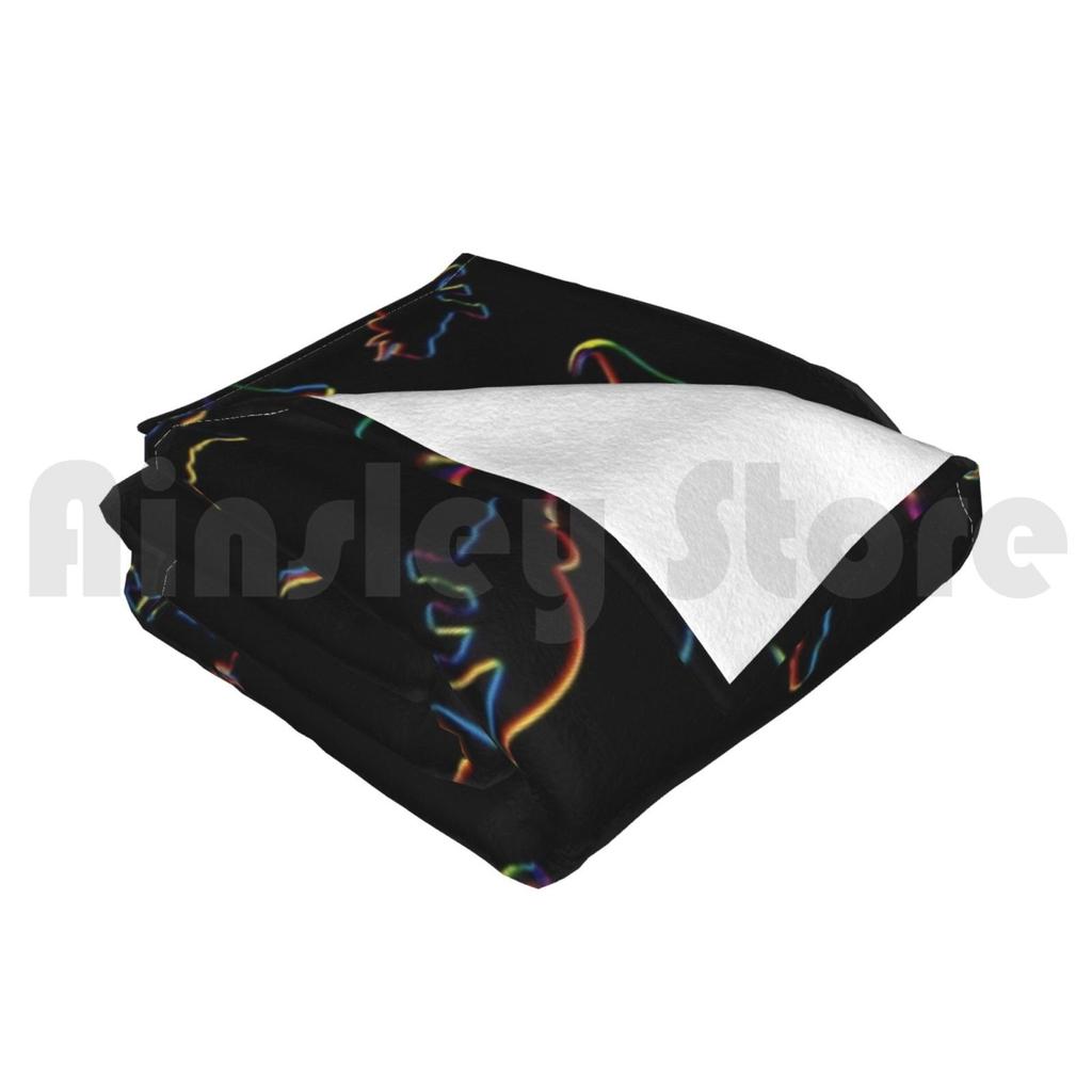 Cmyk Dinosaurs ( Black ) Blanket For Sofa Bed Travel Dinosaur Herbivore Carnivore Dino T Rex Tyrannosaurus