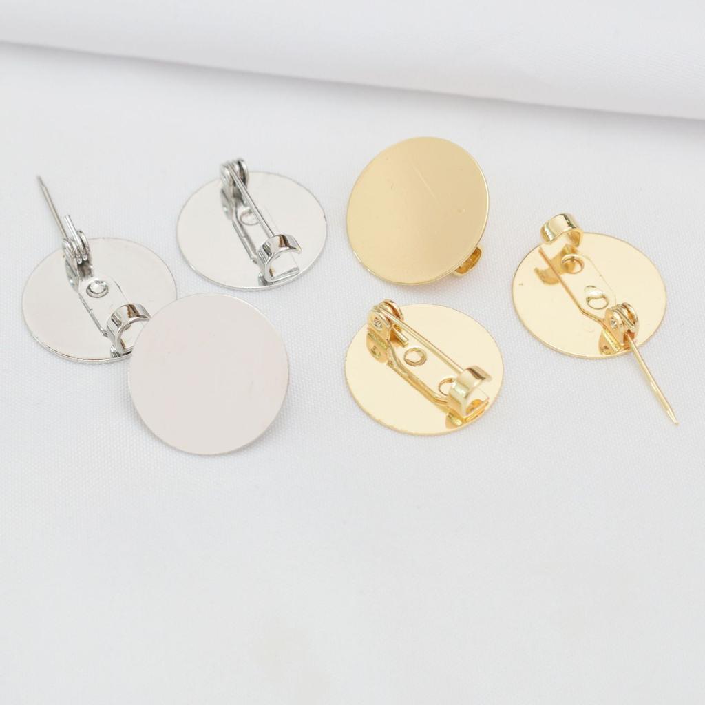10pcs 14K Gold-Wrapped High-End Disc Pin Diy Jewelry Accessories Round Tray Brooch Brooch Brooch Bottom Support Buckle Pin