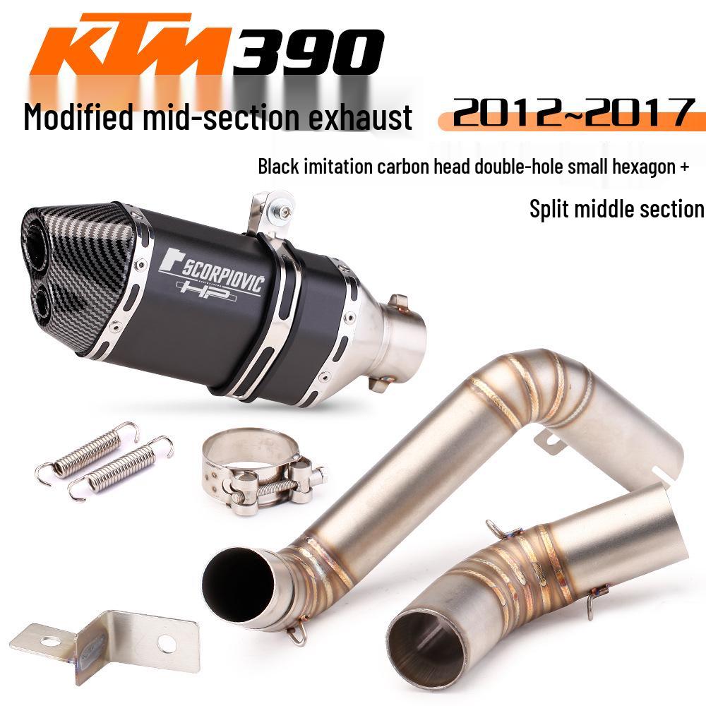 Modified Exhaust System for Duke390/RC390: Stainless Steel & Titanium Mid-pipe & Tailpipe Set