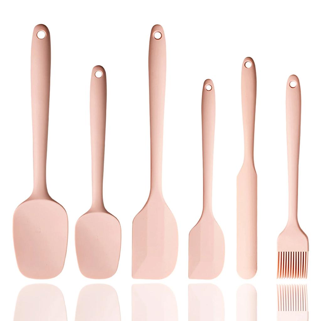Set Spatole in Silicone Antiaderente 6 Pezzi Resistente al Calore Spatola da Crema Raschietto Cucchiaio Pennello con Anima in Acciaio Inossidabile Utensili da Cucina