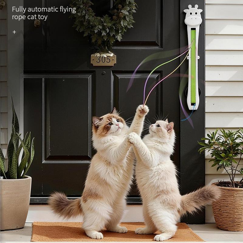 Macchina Giocattolo Automatico Giraffa Gatto, Tira e Lancia Automaticamente Corde, Permettendo ai Gatti di Rilassarsi e Alleviare la Noia