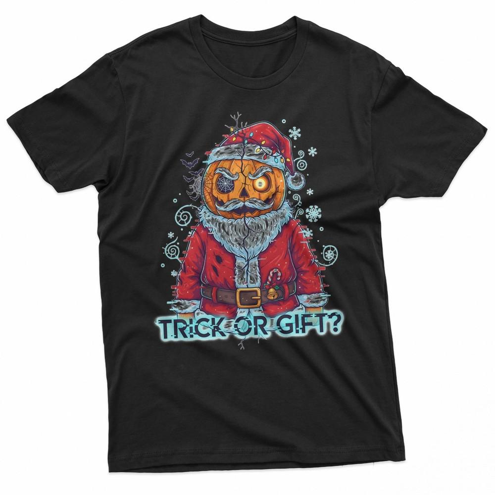 Horror Santa Pumpkin Head Glitch Art Trick Or Gift TShirt Unisex T-Shirt XXL