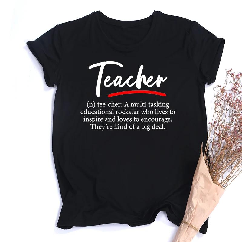 Unisexs Harajuku Aesthetic Oneck Casual Tee Funny Teacher Definition School Teacher Gift Top