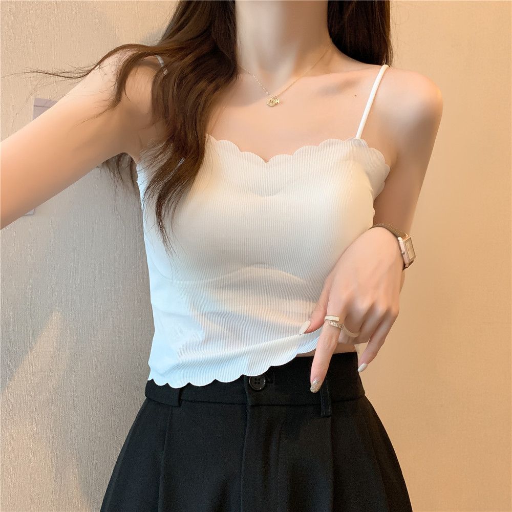 Camisole Vest With Chest Pad Outer Wear Underwear For Women Summer Thin Beautiful Back Bandeau Integrated Top